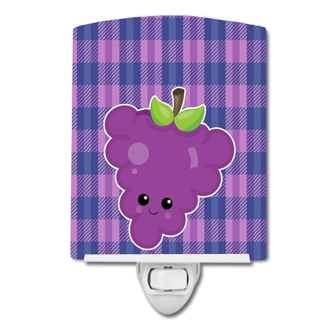 Caroline's Treasures BB6994CNL Grape Face Ceramic Night Light Compact, UL-Certified, Ideal for Bedroom, Bathroom, Nursery, Hallway, Kitchen, 6x4x3, Multicolor