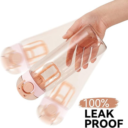 28oz Water Bottle with Fruit Infuser Strainer, BPA-Free Sports Water Bottle, One-Click Clear Water Bottle with Safety Lock for Office, Gym, Outdoors, Pink