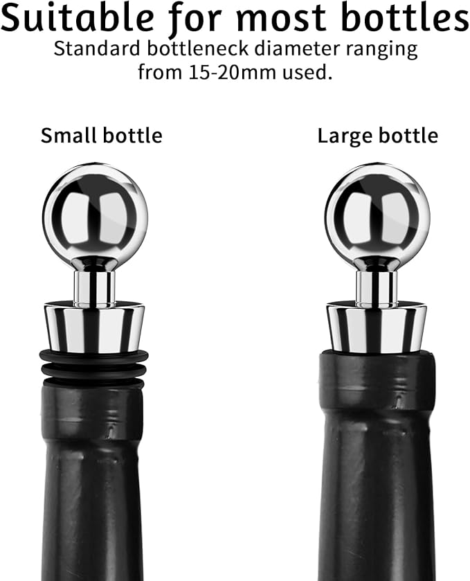 5 Pcs Wine Stopper Bottle Stopper Wine Saver, Wine Saver Zinc Alloy Silicone, Reusable Leak Proof Keep Fresh Wine Corks, for Gifts, Bar, Holiday, Party, Wedding, Camping for Standard Bottle
