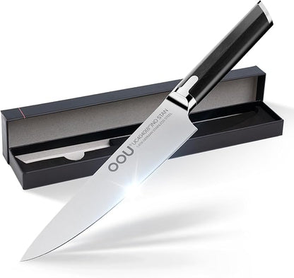 Professional Chef Knife 8 Inch Kitchen Knife, German High Carbon Stainless Steel Super Sharp Chef's Knife With Ergonomic Solid Wood Handle, Useful Kitchen Gadgets