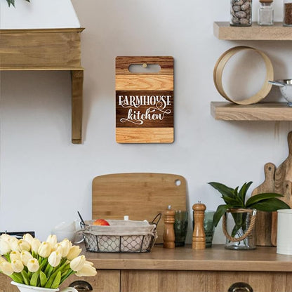 Farmhouse Kitchen Rules Cutting Board Gifts, Wood Cutting Boards for Kitchen, House Warming Gifts New Home, Kitchen Wall Art, Christmas Birthday Gifts for Women Mom Grandma 8 x 12 Inch