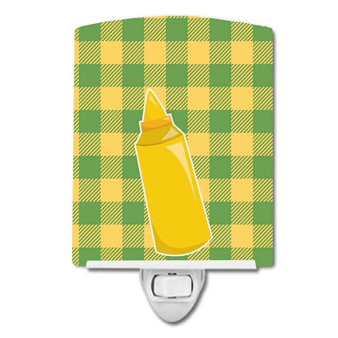 Caroline's Treasures BB8639CNL Backyard BBQ Mustard Ceramic Night Light Compact, UL-Certified, Ideal for Bedroom, Bathroom, Nursery, Hallway, Kitchen, 6x4x3, Multicolor