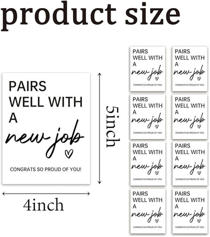 24Pcs New Job Wine Labels, New Job Gifts for Women Men, Promotion Goodbye Farewell Leaving Job Gifts for Coworkers Women, Pairs Well with A New Job Wine Bottle Stickers Labels