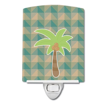 Caroline's Treasures BB7028CNL Palm Tree Ceramic Night Light Compact, UL-Certified, Ideal for Bedroom, Bathroom, Nursery, Hallway, Kitchen, 6x4x3, Multicolor