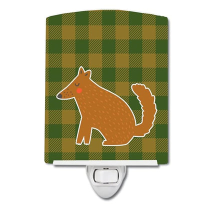 Caroline's Treasures BB6788CNL Brown Wolf Ceramic Night Light Compact, UL-Certified, Ideal for Bedroom, Bathroom, Nursery, Hallway, Kitchen, 6x4x3, Multicolor