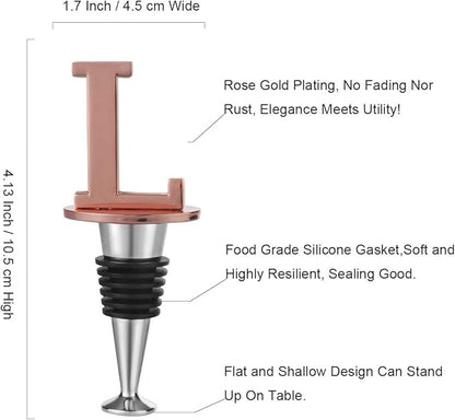 Miicol Wine Bottle Stopper, Prosecco Stopper, Rose Gold Wine Stopper, Personalised Champagne Stopper, Initial Wine Stopper, Funny Prosecco Gift, Wine Lovers Gift, Kitchen Decor, Letter L