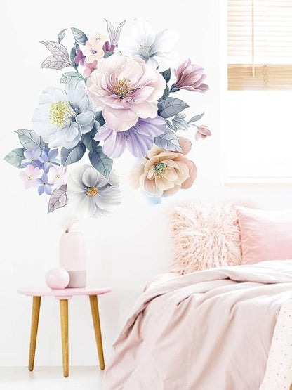 Peony Wall Decal Peonie Wall Sticker Kids Flower Wall Decals Watercolor Floral Removable Peel n Stick for Kids Livingroom, Nude Pink, fx-d96