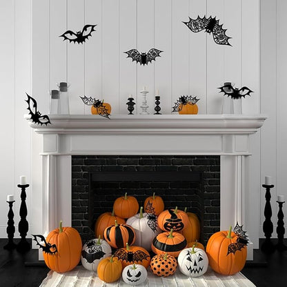 Halloween Bat Decoration 48pcs Large Bat Wall Stickers 3D Scary Bat Wall Decal Supply Halloween Hollow Bats Decor for Wall Window Glass Halloween Party Favor Supplies Halloween Decorations Clearance