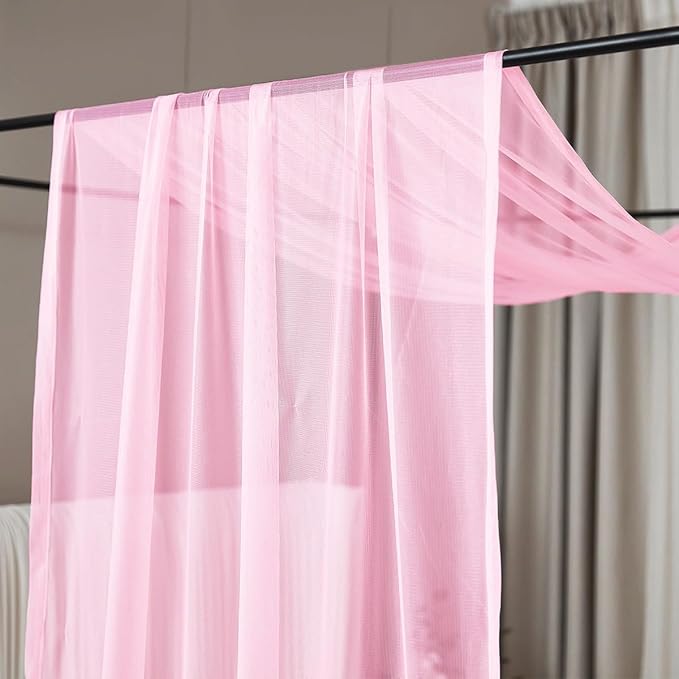 Akiky Bed Canopy for Girls Pink Sheer Canopy Bed Curtains Sheer Scarf Valance 1 Canopy Panel Full Queen Size Bed Scarf Drapes Bed décor