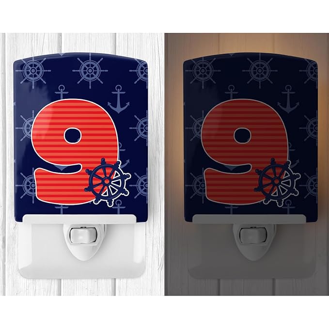 Caroline's Treasures BB8880CNL Nautical Month 9 Ceramic Night Light Compact, UL-Certified, Ideal for Bedroom, Bathroom, Nursery, Hallway, Kitchen, 6x4x3, Multicolor
