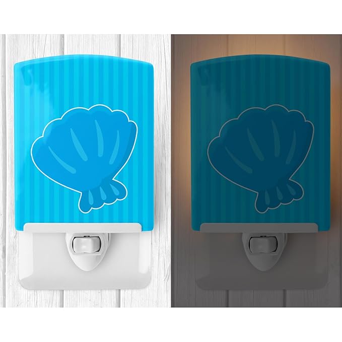 Caroline's Treasures BB8650CNL Beach Shell Ceramic Night Light Compact, UL-Certified, Ideal for Bedroom, Bathroom, Nursery, Hallway, Kitchen, 6x4x3, Multicolor