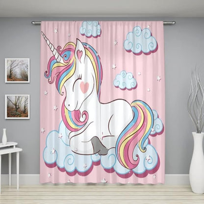 Unicorn Curtain for Kids Bedroom,Pink Cartoon Rainbow Darkening Curtains Decor Sliding Curtains Decorative Curtains for Girls Boys Baby Room,Living Room Decoration 42x63inch(107x160cm)