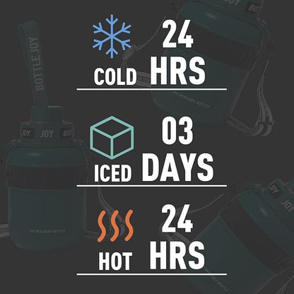 Stainless-Steel Water Bottle: Leakproof Lid, Perfect Sip, Double Insulated, Eco-Friendly, Dishwasher Safe & Stylish Strap (Forest, 32 oz)