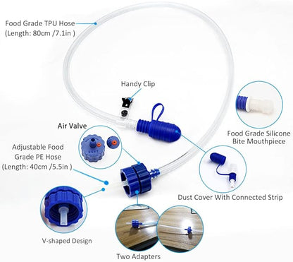 Camping Water Bag, Water Bottle Drinking Tube with Double Adapter Hydration System Drink Tube Kit for Cycling Trekking Fishing Boating Camping