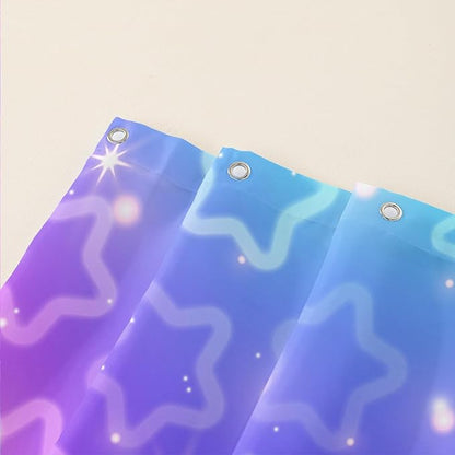 AILONEN Stars Shower Curtain, Dream Blue-Violet Gradient Theme Fabric Shower Curtains for Bathroom,Shining Stars Shower Curtain Liner for Girls Teen,72" W*96" H