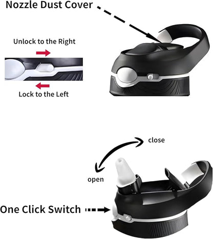 25oz Water Bottle with Clip Handle, Water Bottles with Locking Lid, Travel Plastic Water Bottle,Water Bottle with Straw, and Sports Tritan water bottle - Black