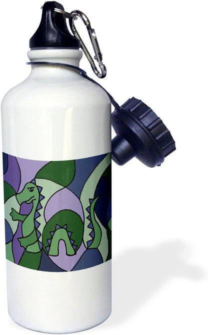 3dRose Funny Loch Ness Monster Abstract Art Original Sports Water Bottle, 21 oz, Multicolor