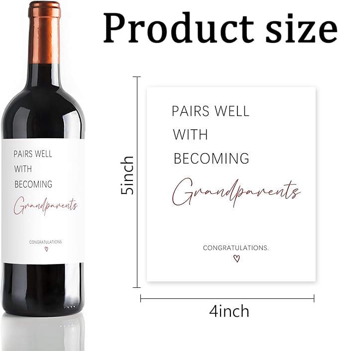 24 Pcs Funny New Grandparent Wine Label New Baby Wine Bottle Labels Pairs Well with Becoming Grandparents Wine Bottle Stickers Pregnancy Announcements Gifts