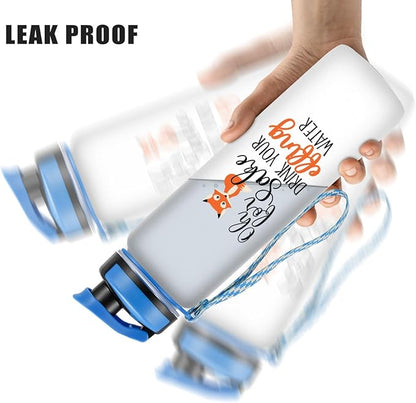 LEADO 32 oz 1 Liter Motivational Water Bottle with Time Marker - for Fox Sake Drink Your Effing Water - Funny Mothers Day, Birthday Gifts for Women Men Mom Daughter Sister Wife Friend Coworker