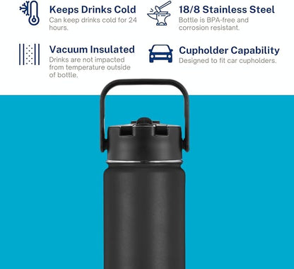 HydroBottle | Stainless Steel Filtered Water Bottle, 24 oz | BPA-Free, Removes Lead, Chlorine, Arsenic, VOCs | Filter Lasts 3 Months, Replaces 568 Plastic Bottles