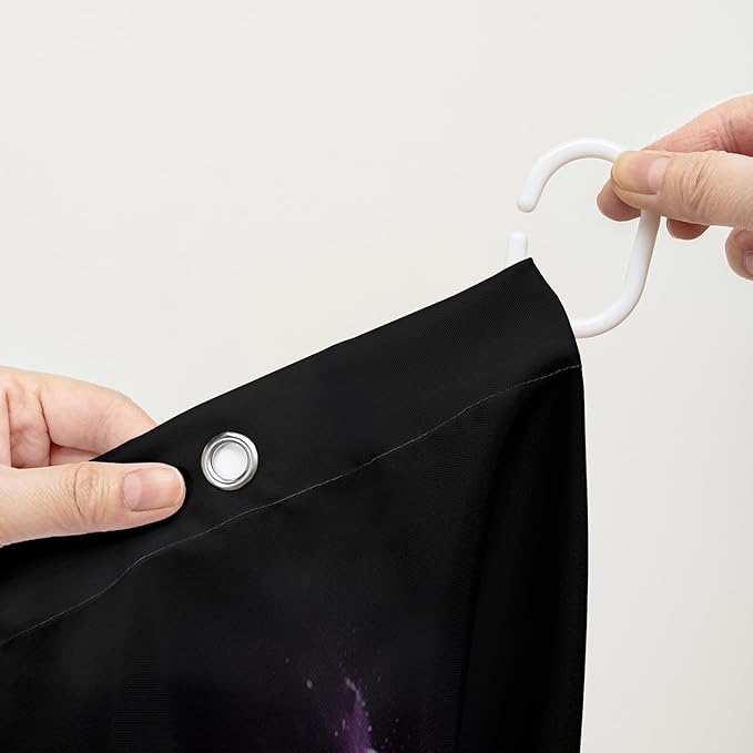 AILONEN 3D Dolphin Shower Curtain for Bathroom, Cute Kawaii Blue Ocean Dolphin Bath Curtain,Fantasy Smoky Print Black Curtain Waterproof with 12 Plastic Hooks for Boys Girls 48" W*72" H