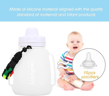 Motivational Collapsible Water Bottle with Straw and Paracord Handle 1.2L 40 OZ Reusable Silicone Sports Water Jug with Time Marker Leakproof Large Water Bottles for Yoga Outdoors