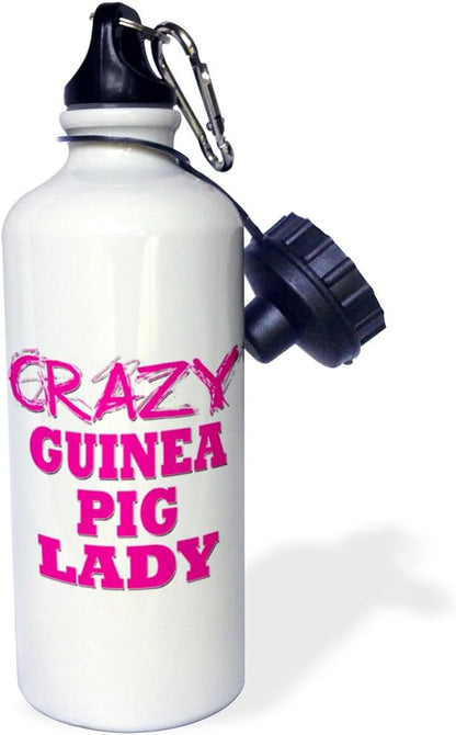 3dRose Crazy Guinea Pig Lady-Sports Water Bottle, 21oz , 21 oz, Multicolor