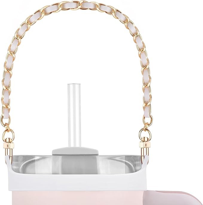 Water Bottle Handle, Silicone Water Bottle Sling Stretches to Fit Most 8-40oz Bottles, Fashionable Accessories Compatible for Stanley Cup White