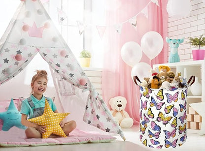 Kids Laundry Hamper,Girls Hamper, Butterfly Laundry Basket,Collapsible Baby Storage Baskets for Girls Room Decor,Nursery Hamper,Bedroom,Toy Organizer, Gift (Butterfly) …