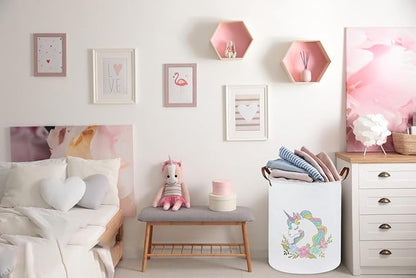 Unicorn Laundry Basket,Kids Unicorn Hamper for Girls Room Decor,Baby Girls Dirty Clothes Hamper,Nursery Hamper for Bedroom Decor,Gift Basket(Colorful Unicorn)