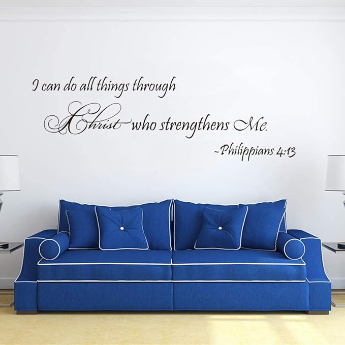 I Can Do All Thing Through Christ Who Strengthens Me Funny Inspiring Wall Sticker Decal Vinyl Sticker, Believe In Family Living Room Office School Classroom Library Gym Art Wall Decoration