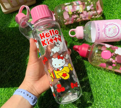 Hello Kitty 18oz (480ml) Water Bottles - 2 in One Pack - BIS & BPA Free - Aesthetic Bubble Wrap Packaging - For Indoor Outdoor Use - All Ages