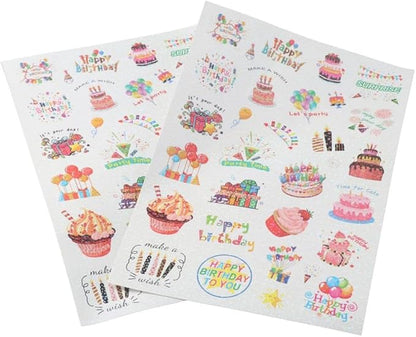 50/60 Pcs Cute Cake Candy Stickers, Cake Food Stickers, Birthday Dessert Stickers, Birthday Cake Stickers, Teacher Reward Stickers, Household Refrigerator Decoration(A 50 pcs)