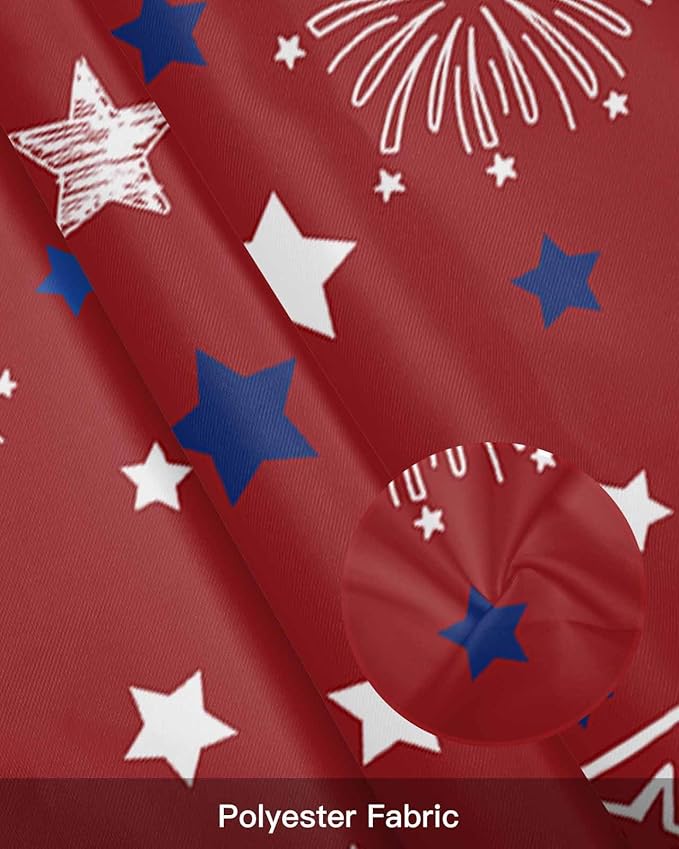 Patriotic 4th of July Kitchen Curtains Valances for Windows Red White Blue Stars Freedom Rod Pocket Window Treatment for Kitchen /Living Room/Bedroom/ Bathroom, 54" X 18", Memorial Day Summer