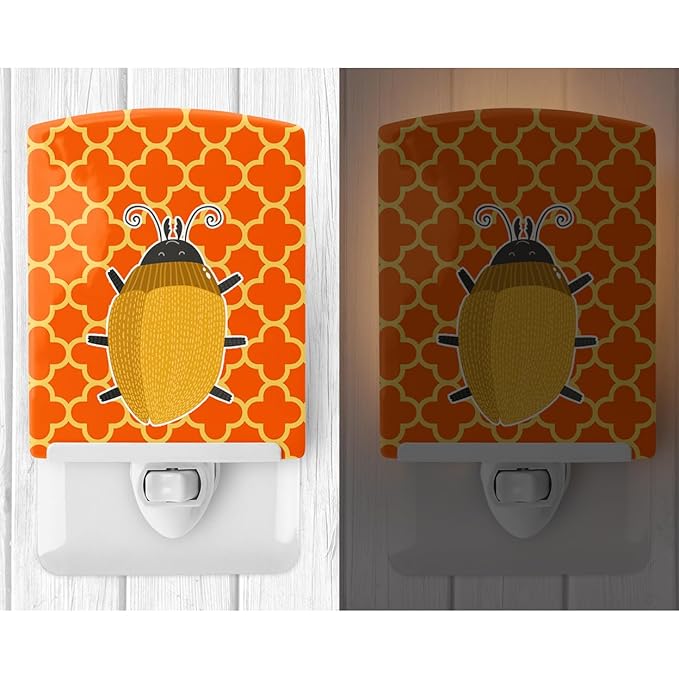 Caroline's Treasures BB6772CNL Beetle Ceramic Night Light Compact, UL-Certified, Ideal for Bedroom, Bathroom, Nursery, Hallway, Kitchen, 6x4x3, Multicolor