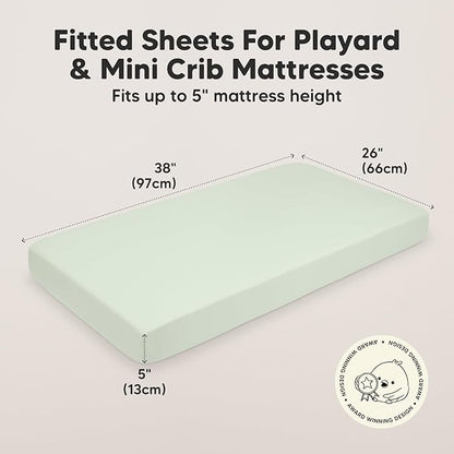 2-Pack Mini Crib Sheets Fitted, Pack and Play Sheets - Organic Cotton Pack N Play Sheets for Pack and Play Mattress, Playard Baby Crib Sheets, Jersey Crib Sheets Neutral for Boys, Girls (Wildflowers)
