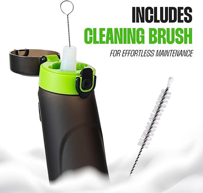 SPARK Air Water Bottle with Flavor Pods,750ML Scented Water Bottle BPA Free, Leak Proof Sports Motivational Water Bottle with Time Marker, Fruit Fragrance Water Bottle with Straw (Black+5 Pods)