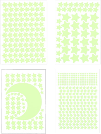 uxcell Glow Stars and Moon, Glow in The Dark Stickers, Stars and Squares Wall Decals Glowing Decal Decoration for Ceiling and Wall