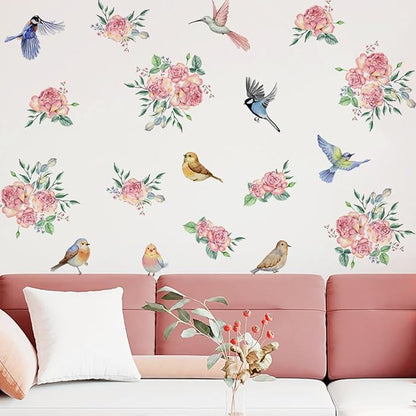 Bird & Floral Vinyl Wall Decals - 30" x 118" for Bedroom, Living Room, Nursery Décor