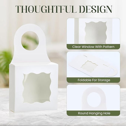 40PCS Wine Bottle Box with Window, Kraft Paper Wine Boxes for Gifts Hanging Wine Treat Box Mini Charcuterie Box Wine Champagne Bottles Gift Boxes Hanger Candy Box for Birthday Party Favor