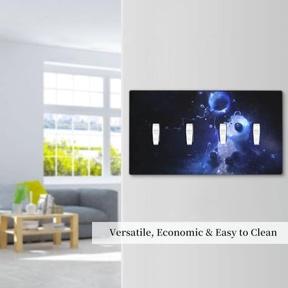 Cute Baby Panda Light Switch Cover Wall Plate Decorative 4 Gang Quad Toggle Covers Blue for Bathrooms Farmhouses Living Room Kitchens 4.5 x 8 in