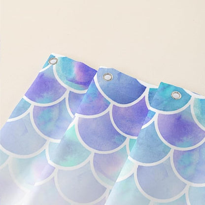 AILONEN Mermaid Shower Curtain,Watercolor Whale and Mermaid Bath Curtain,Beautiful Mermaid Princess Shower Curtain Ocean Fish Scale Print Curtain Waterproof with 12 Plastic Hooks, 48" W*72" H
