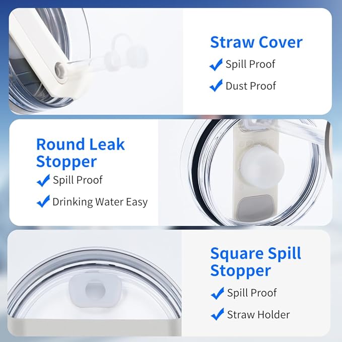 9-Pack Silicone Straw Covers, FARANAP TM Stanley Cup Accessories, Reusable Straw-fitted Beverage lids Compatible with Stanley Cups H2.0 -Dust-Proof Straw Caps for 40/30oz Tumblers and Water Bottles