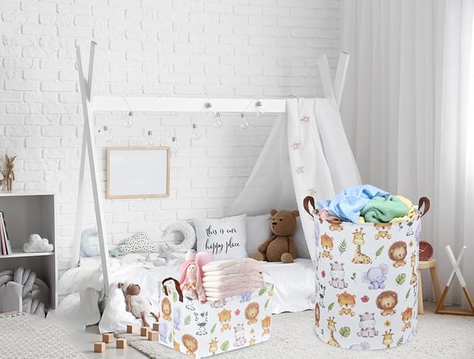 Kids Laundry Hamper,Baby Laundry Basket Animal Storage Baskets for Kids Room Decor,Nursery Hamper,Bedroom,Toy Organizer,(Cute Animal)