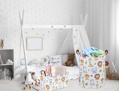 Kids Laundry Hamper,Baby Laundry Basket Animal Storage Baskets for Kids Room Decor,Nursery Hamper,Bedroom,Toy Organizer,(Cute Animal)