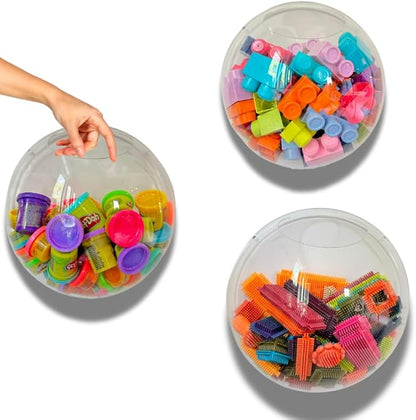 JAYKAY Acrylic Toy Dispenser & Kitchen Wall Organizer, Clear Toy Storage - Wall Mounted Round Acrylic Organizer for Coffee Pods, Packet Holder, Office Supplies Organizer (1 Style A | 1 Style B)