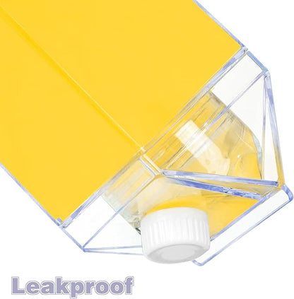 KALYLOC 8Pcs Milk Carton Water Bottle, 34Oz Clear Plastic Square Milk Bottles, Portable Reusable Milk Box Juice Water Container for Travelling Sports Camping Outdoor Activities (Clean 8pcs)