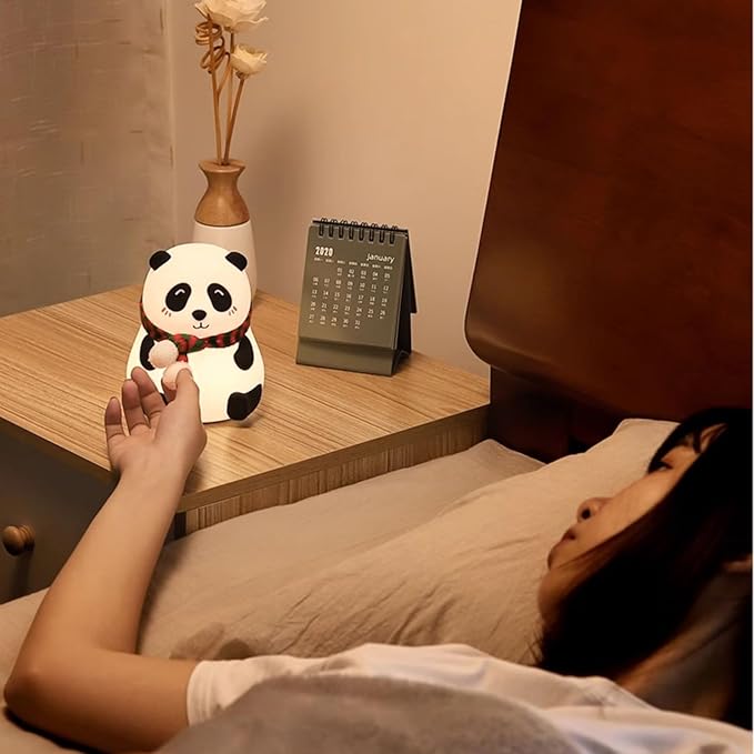 Panda Silicone Nursery Night Light Night Light for Kids, Panda Gifts, Cute LED Lamps for Teen Girls Bedroom,Bedroom Decorations Gifts for Toddlers,Kawaii Room Decor (Closed Eyes)