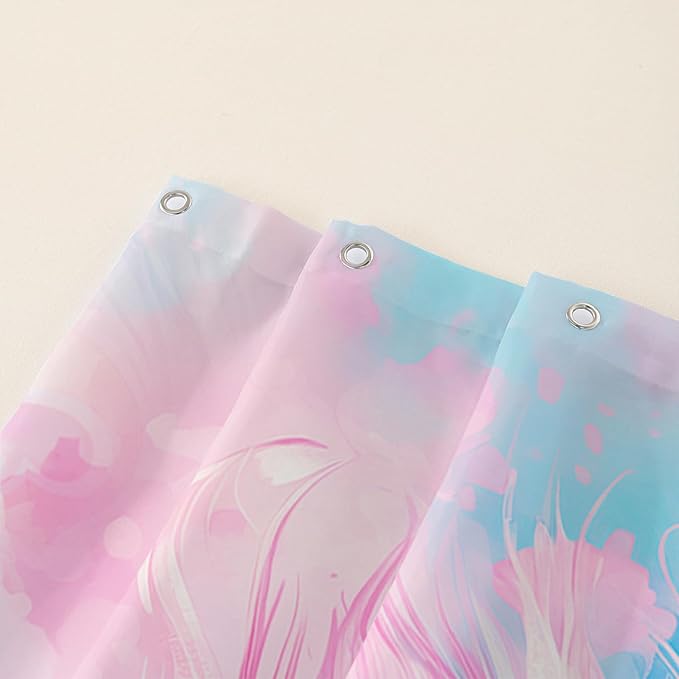 AILONEN Peacock Shower Curtain for Bathroom, Pink and Blue Peacock Feather Print Shower Curtain,Fashion Tie Dye Bath Curtain for Girls Women Waterproof 72" W*72" H