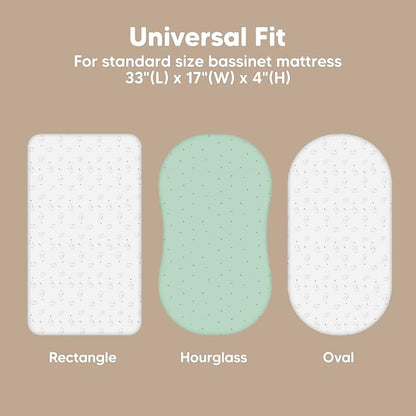 2-Pack Baby Bassinet Sheets Girl, Boy - Viscose Derived from Bamboo Fitted Bassinet Sheets Compatible with Halo Bassinest Swivel Sleeper, Baby Delight, Graco Bedside Bassinet Mattress Sheet (Bunnies)
